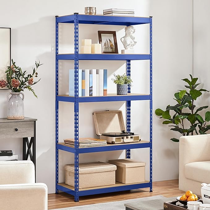 Yaheetech Storage Shelves, 5 Tier Heavy Duty Adjustable Metal Shelving Unit, Industrial Utility Rack for Garage Warehouse Pantry Closet (35.5 W x 17.5 D x 72 H Inches, Blue)