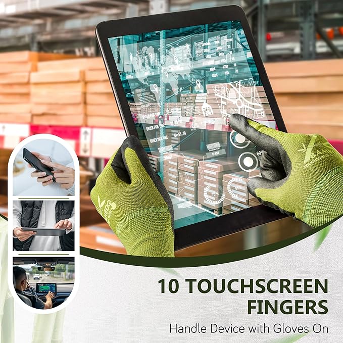 COOLJOB 2 Pairs Gardening Working Gloves for Men and Women, Touchscreen, Grippy Nitrile Rubber Coated for Garden Yard, Green/Black, XX-Large Size (XXL)