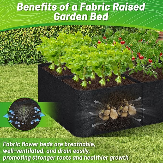 GREANER Fabric Garden Bed, Large Thickened Raised Beds for Gardening Vegetables, Rectangle Garden Grow Bed Bags for Growing Potatoes Carrots Chillies Tomatoes Strawberry Onion