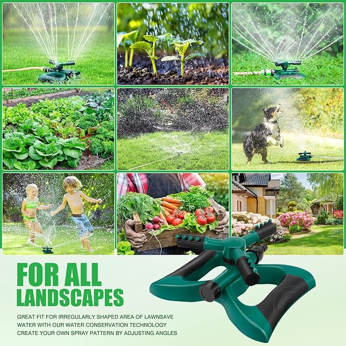Sprinkler for Yard, Rotating Water Garden Sprinkler for Large Area Coverage, Lawn and Yard Sprinklers