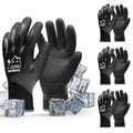 Waterproof Gloves Bulk Pack for Men and Women, 3 Pairs, Freezer Gloves with Grip, Double Nitrile Dipped for Extreme Oil Repellent, for Construction, Mechanics, Mining, Plumbing, Black, Large