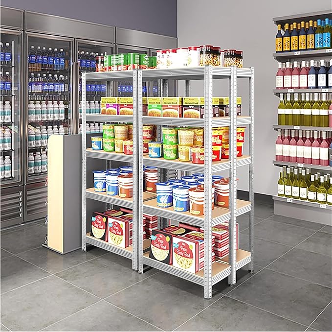 Yaheetech Storage Shelves, 5 Tier Heavy Duty Adjustable Metal Shelving Unit, Industrial Utility Rack for Garage Warehouse Pantry Closet (35.5 W× 12 D × 71 H Inches, Silver)