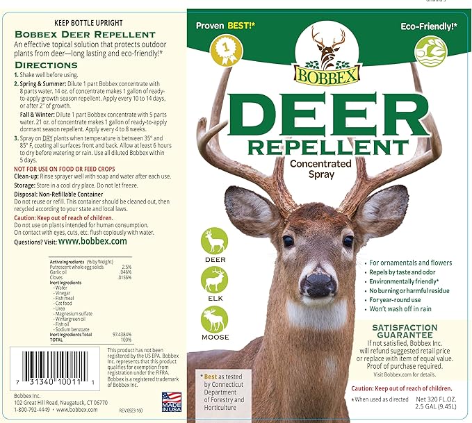 Concentrated Deer Repellent - Bobbex | Deer, Elk, and Moose Deterrent Concentrate (2.5 gal.) YF-43QX-BOCA