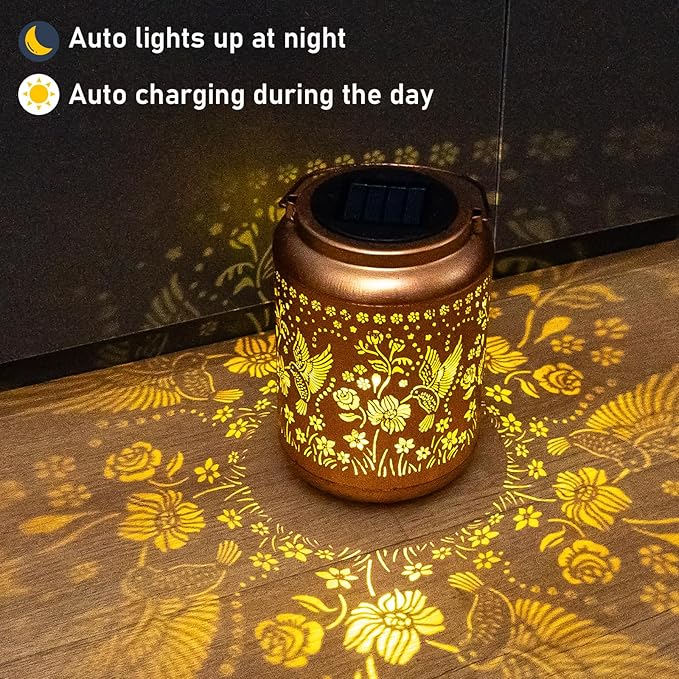 Mothers Day Gifts for Mom Grandma, Hummingbird Solar Lanterns Outdoor Waterproof, Upgraded Metal Bird Garden Decor Lights for Yard Patio, Unique Birthday Gifts for Women