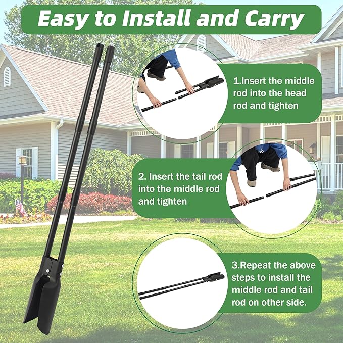 Post Hole Digger,54 Inch Heavy Duty Metal Hole Digger Tool for Digging,Black Manual Tool for Transplant, Camping,Gardening.