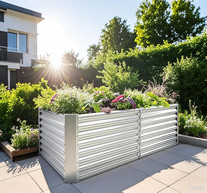 6x3x1ft Rectangle Galvanized Raised Garden Beds kit，Large-Capacity Metal Planter Garden Box Outdoor,Metal Garden Bed for Vegetables，Flower，Fruits，Steel Raised Beds for Backyard Gardening