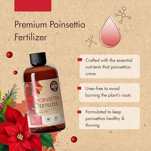 8oz Poinsettia Fertilizer - Easy to Use Poinsettia Plant Food - Keeps Your Christmas Flowers Fresh, Colorful & Vibrant All Holiday Seasion - Ideal Fertilizer for Long-Lasting Christmas Flower Decor