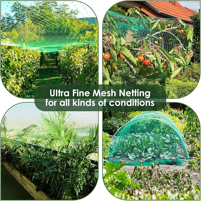 13X65Ft Bird Netting for Garden Protect Vegetable Plants and Fruit Trees,Plastic Trellis Netting for Birds, Deer,Squirrels and Other Animals