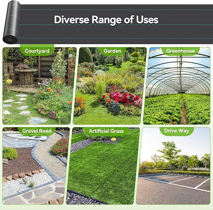 3ftx300ft Weed Barrier Fabric 3.2oz Landscape Fabric Heavy Duty, Woven Weed Control Cloth, Woven Weed Fabric for Underlayment, Gardening Ground, Commercial Driveway Weed Block Cover Mat