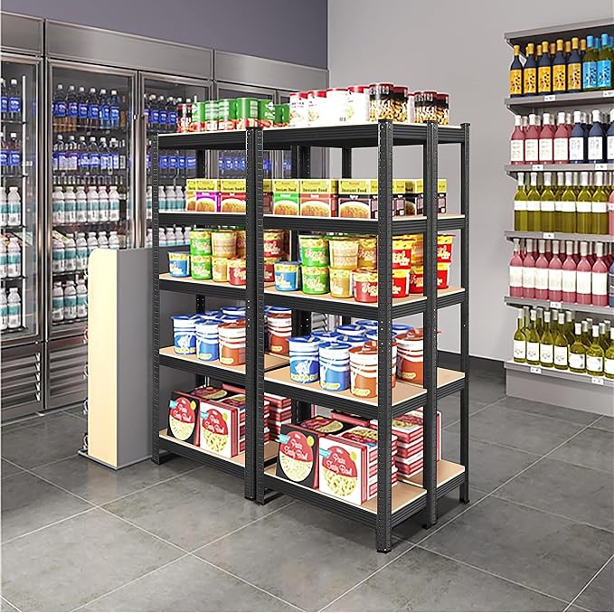 Yaheetech Storage Shelves, 5 Tier Heavy Duty Adjustable Metal Shelving Unit, Industrial Utility Rack for Garage Warehouse Pantry Closet (35.5 W× 12 D × 71 H Inches, Black)