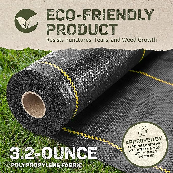 DeWitt 6-Pack Sunbelt Weed Barrier Fabric 3.2 oz, 6 x 300 Feet – Heavy-Duty Ground Cover Mat for Greenhouse Floors, Garden Rows, Raised Beds, Yard Gardening, and Outdoor Landscape Protection