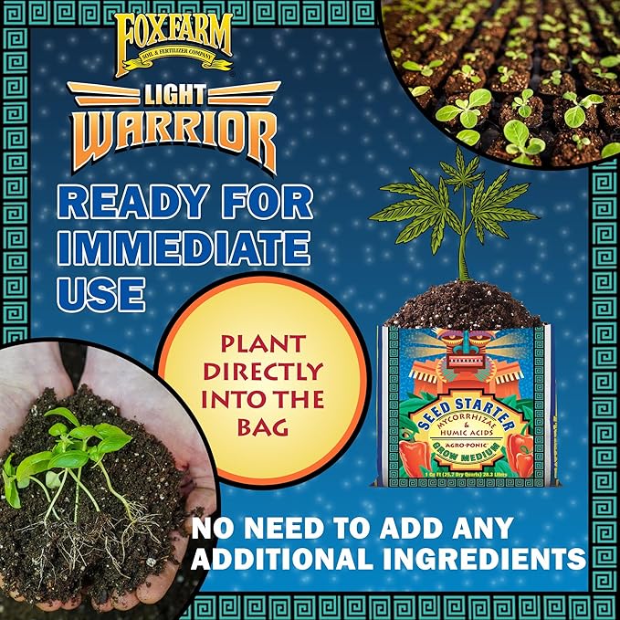 FoxFarm Light Warrior Seed Starter Growing Medium, 1cu ft (Pack of 2) - Beneficial for Seed Germination and Root Development, Indoor/Outdoor Cultivation - Ideal Nutrition for Plant Seedlings