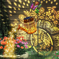 Big Solar Butterfly Watering Can Lights, Gift For Mom Grandma Women Wife Daughter Mother's Day, Waterproof Hanging Lantern Lights With Shepherd Hook, Outdoor Decor For Garden Patio Yard Porch Backyard