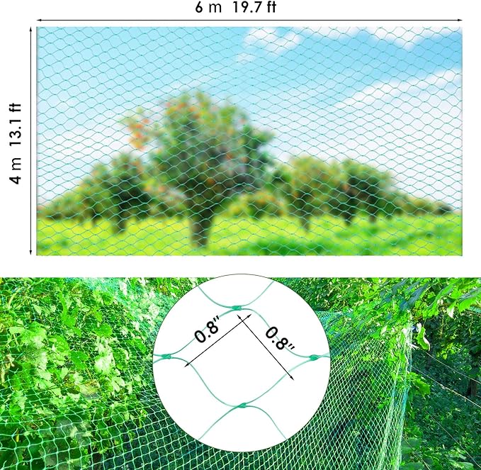13X130FTRuolan Bird Netting for Garden Protect Vegetable Plants and Fruit Trees,Plastic Trellis Netting for Birds, Deer,Squirrels and Other Animals (13X130), Green