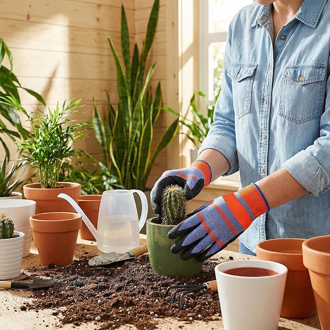 12 Pairs Gardening Gloves for Men Women, Summer Work Thorn Proof Gloves Breathable Latex Coated Outdoor Protective Yard Glove for Weeding, Digging, Raking, and Pruning