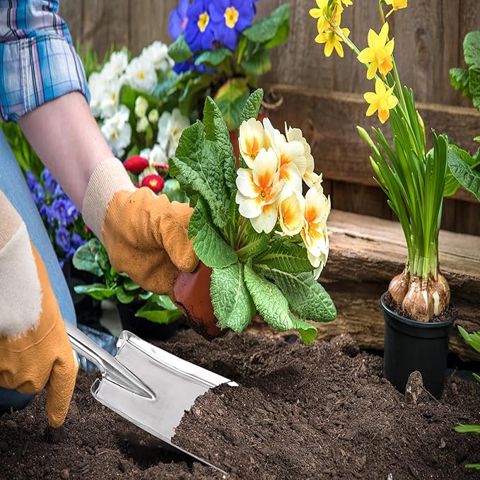 Heavy Duty Garden Hand Trowel, Rust Resistant Stainless Steel Digging Tool, Small Shovel for Transplanting and Garden Beds