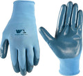 Wells Lamont Women's Blue Nitrile Coated Work and Gardening Gloves, Medium (497M-400)