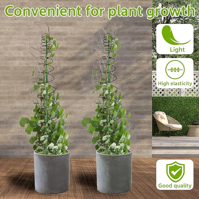 WNJ 3-Pack Pea Trellis Green Bean Trellis for Garden, Sugar Snap Tower with Pole, Stretchable to 53.6 Inch, Metal Climbing Plant Grow Cage Stand for Cucumber Vine Vegetables Indoor Outdoor