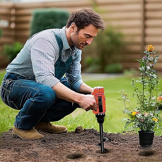 TCBWFY Auger Drill Bit for Planting, 4" x 16" Post Hole Digger, Heavy-Duty Garden Auger Spiral Drill Bit & Bulb Planter Tool Fits 3/8" Hex Drive Drill