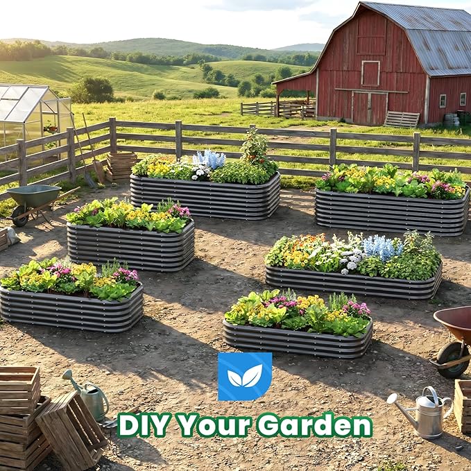 Quictent Galvanized Raised Garden Bed Kit, 6x3x1.5 ft Oval Metal Planter Box Tall for Vegetables Outdoor Backyard, Strengthened by Crossbar, Dark Gray