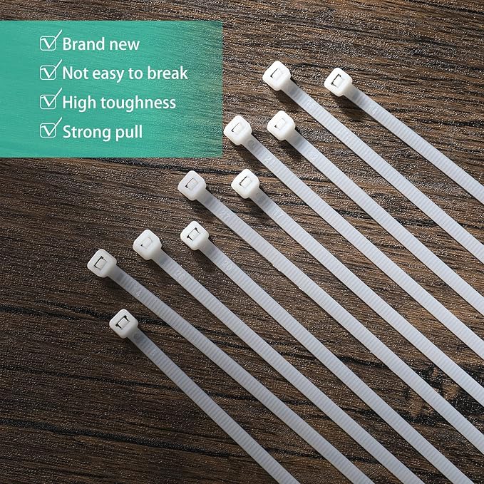 Shappy 50 Pcs Zip Ties Heavy Duty Strong Large Cable Wire Ties Zip Industrial Sturdy Wire, Awnings Tying Branches Bundling of Crops Fixed Water Pipes(12 Inch,White)