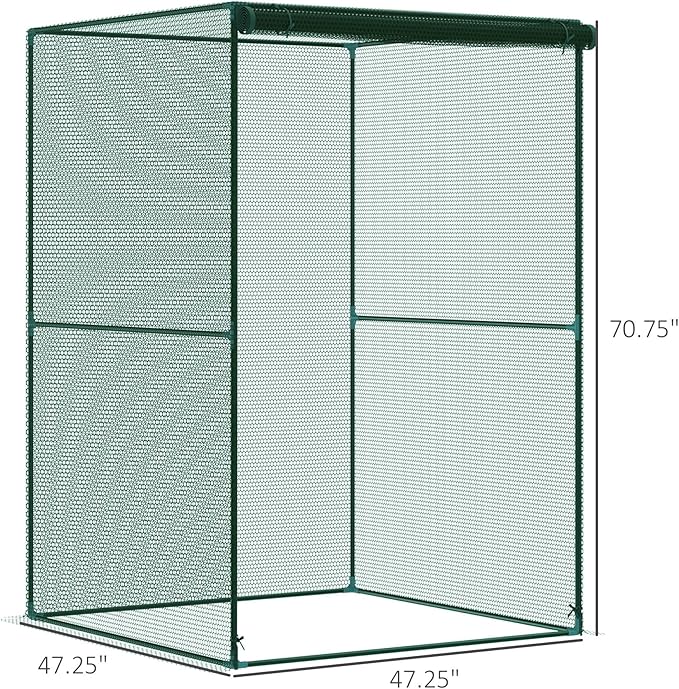 Outsunny 4' x 4' x 6' Crop Cage, Plant Protection Tent with Zippered Doors for Vegetable Garden, Backyard, Dark Green