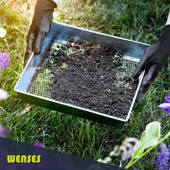 Trapping Soil Sifter, Standard Size (12 x 10 inches) with 1/4-inch Mesh, Garden Sieve for Dirt, Sand, Rocks, and Compost