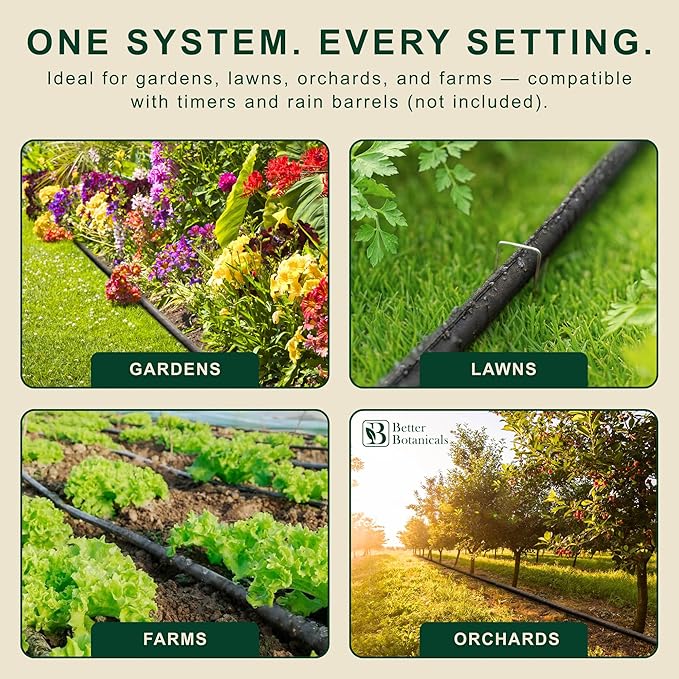 Flat Soaker Hose 100 FT (2 × 50 FT) – Connectable Modular Garden Soaker Hose for Drip Irrigation, Porous Watering Hose for Garden Beds, Trees & Landscapes