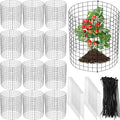 Zubebe 12 Sets Wire Plant Protector from Animals 14" H x 12.8" D Metal Mesh Plant Cage Sturdy Garden Bunny Barricades Chicken Wire Cloche for Vegetables with Ground Stakes and Nylon Ties