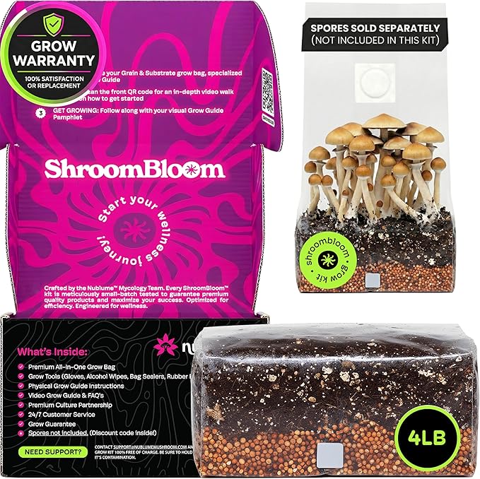 Mushroom Grow Kit – All-in-One 4LB Grow Bag with Injection Port – Fast-Colonizing Premium Substrate for Exotic & Gourmet Fungi – Multi-Flush High-Yield – USA Made (Spores Not Included)