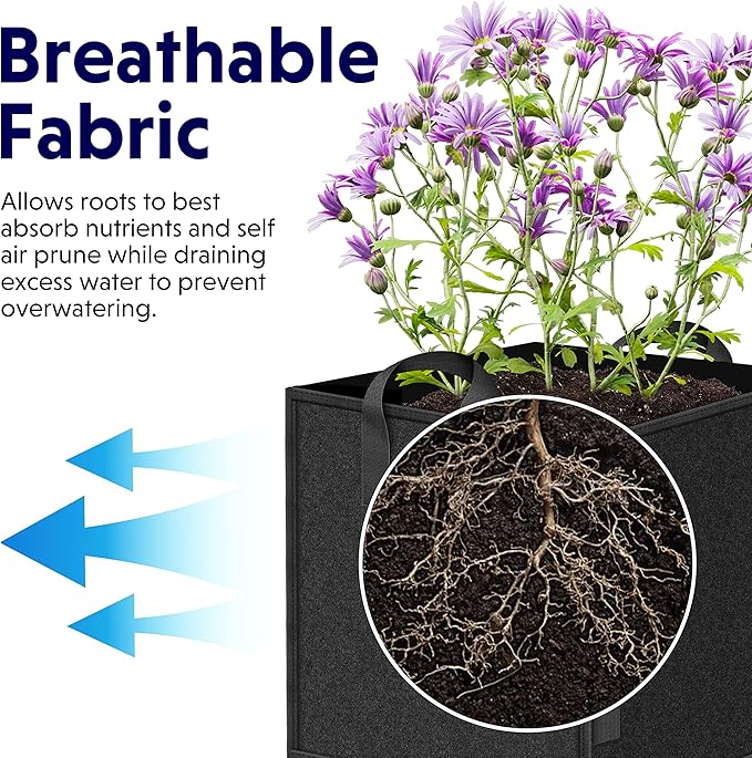 YSSOA 5-Pack 7 Gallon Grow Bags Heavy Duty Thickened Nonwoven Aeration Fabric Pots with Handles, Cloth Pots for Plants, Vegetable, Flower, Tomato Potato