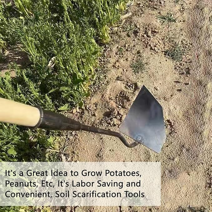 Soil Turning Hoe: Triangle Garden Hoe Tool, Hardened All-Steel Hand Plow Gardening Hoes for Manuring Weeding Planting Digging Soil Leveling