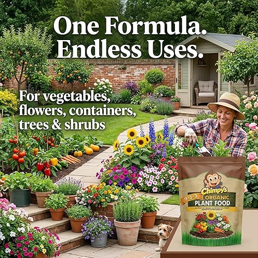 Organic 9-3-3 Plant Food Fertilizer, 4 lb – Higher Nitrogen for Faster Growth & Deep Green Color – Slow-Release Organic Nutrition (75–100 Days) – for Vegetables, Flowers, Trees & Shrubs