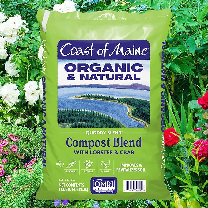 Coast of Maine Quoddy Blend, 1 cu ft (Pack of 10) Organic and Natural Compost Blend with Lobster and Crab - Improves and Revitalizes Soil