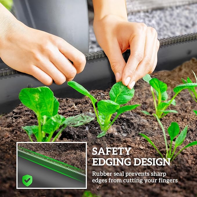 Outsunny 8' x 2' x 1' Galvanized Raised Garden Bed Kit, Outdoor Metal Elevated Planter Box with Safety Edging, Easy DIY Stock Tank for Growing Flowers, Herbs & Vegetables, Dark Gray