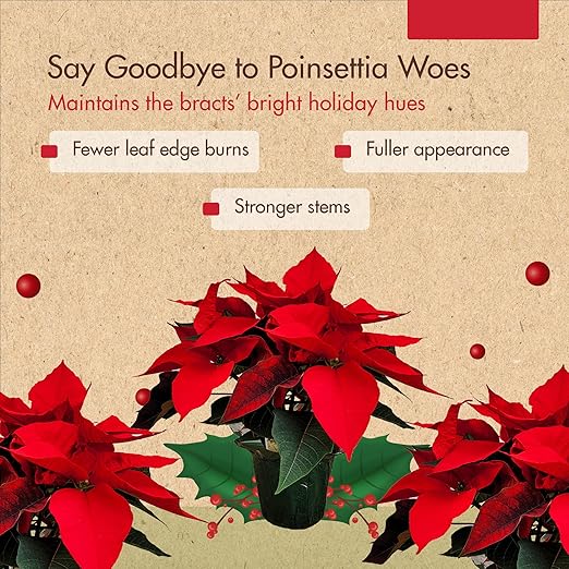 8oz Poinsettia Fertilizer - Easy to Use Poinsettia Plant Food - Keeps Your Christmas Flowers Fresh, Colorful & Vibrant All Holiday Seasion - Ideal Fertilizer for Long-Lasting Christmas Flower Decor