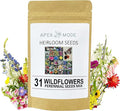 Perennial Wildflower Seeds Package with 31 Different Varieties 100,000+ Seeds, Hummingbird and Butterfly Garden Seeds, Popular Perennial Flower Seeds, Non-GMO Wildflower Seeds Mix for Your Garden