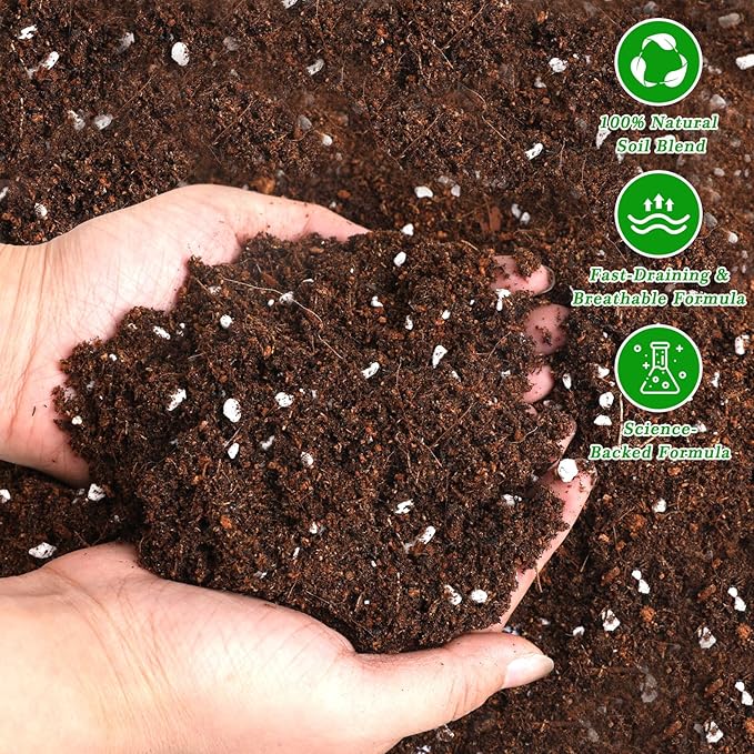 Premium Tropical Potting Mix with Perlite 4qt- Natural Organic Potting Soil for Superior Drainage & Breathability
