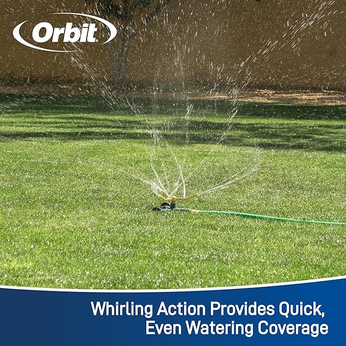 Orbit 58257N Lawn and Garden 3-Arm Metal Sprinkler with Wheel Base