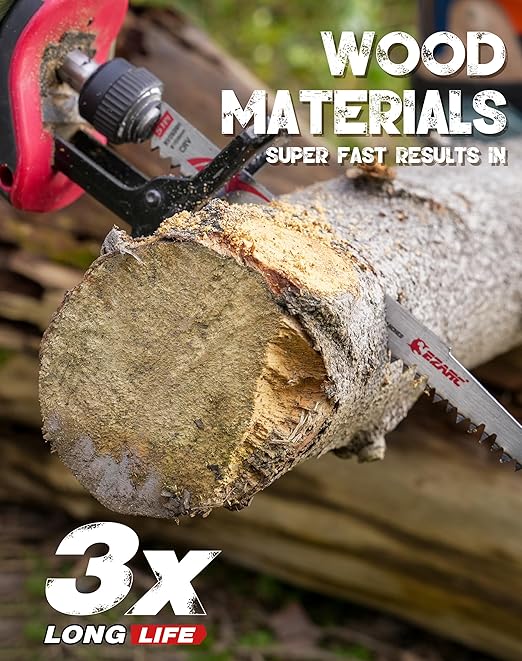 EZARC Wood Pruning Reciprocating Saw Blade 12 Inch, Fleam Ground Teeth Pruning Saw Blades for Tree Trimming, Wood Cutting, 5 Pieces