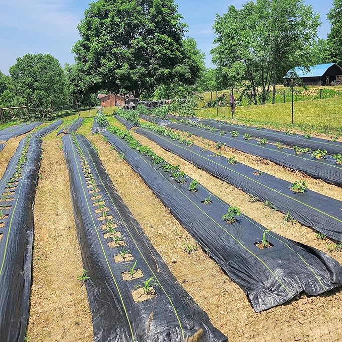 KANAGAWA 6oz Heavy Duty 4ft x 100ft Weed Barrier Fabric - Professional Woven Landscape Ground Cover with 30 Landscape Staples, Superior 6oz Density for Driveway Garden & Yard Greenhouse Gardening