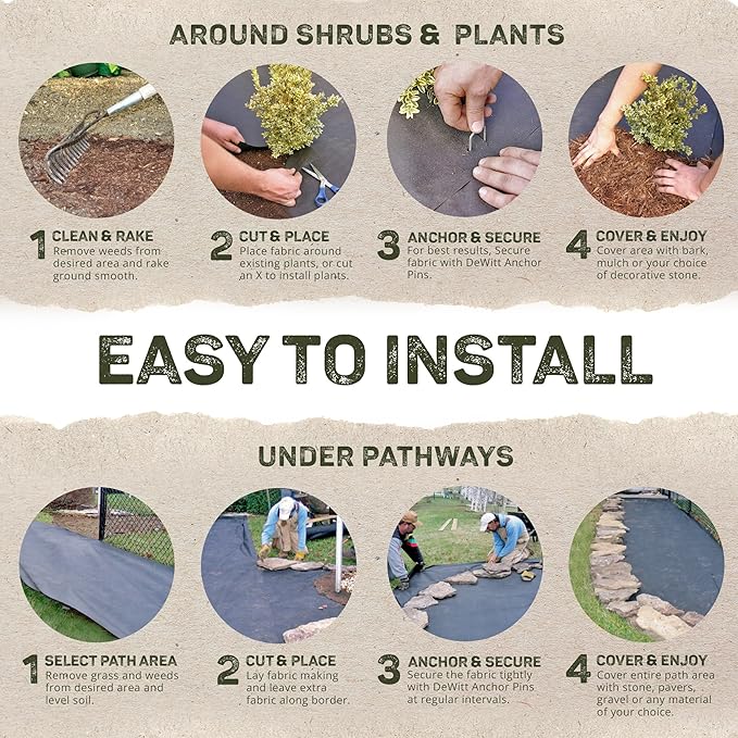 Dewitt Sunbelt 3.2 oz Woven Ground Cover, UV-Stabilized Weed Control Fabric, 4' x 300'