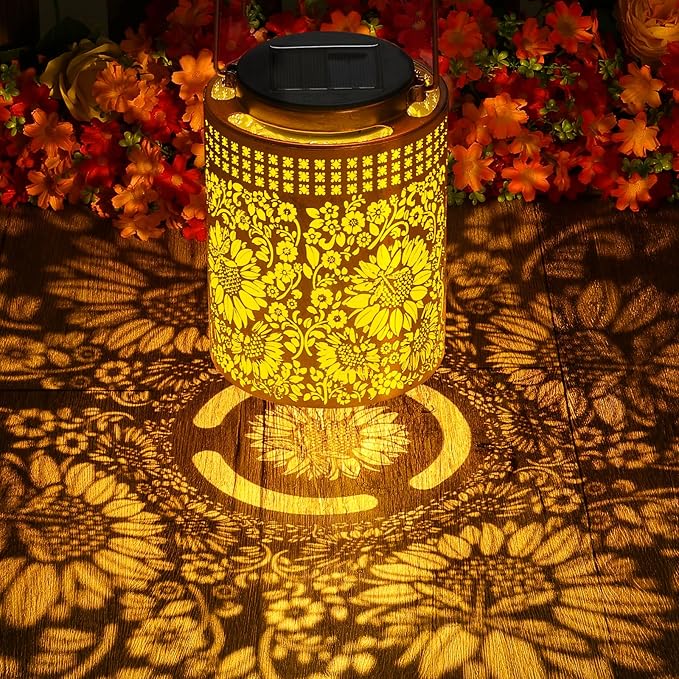 ZKLILI Mothers Day Gifts for Mom, Sunflower Solar Lanterns Outdoor Waterproof Hanging Solar Lights Sunflower Gifts for Women Men Mom Lanterns for Yard, Patio, Lawn, Pathway, Landscape, Garden Decor