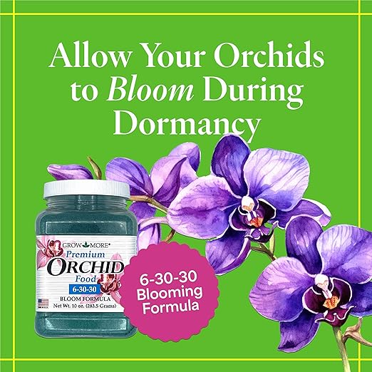 Grow More Premium Bloom Formula 6-30-30 Orchid Food Fertilizer - 10oz of Water Soluble Fertilizer for Orchids of Vibrant Growth During Dormant Season - Orchid Food for Blooming Vibrant Flowers