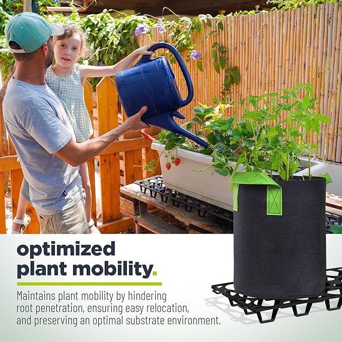 Plant Stand Outdoor – Modular Plant Riser 5 Pack for Pots, Planters & Grow Bags | Heavy-Duty UV-Resistant Elevated Pot Stand for Drainage, Airflow, Root Health & Cleaner Patios – 19.7x7.5x2.4 in (Black)