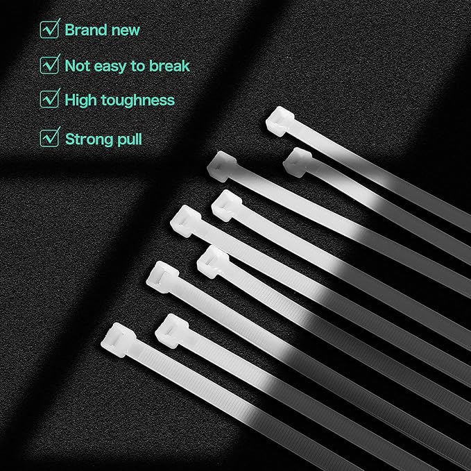 Shappy 50 Pcs Zip Ties Heavy Duty Strong Large Cable Wire Ties Zip Industrial Sturdy Wire, Awnings Tying Branches Bundling of Crops Fixed Water Pipes(40 Inch,White)