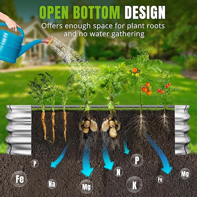 Sponvatt Raised Garden Bed - Outdoor Galvanized Raised Garden Bed Planter Boxes, Large Oval Metal for Gardening Planter Box Kit,Suitable for Vegetables,Herbs, and Flowers Silver (8x4x1 Ft)