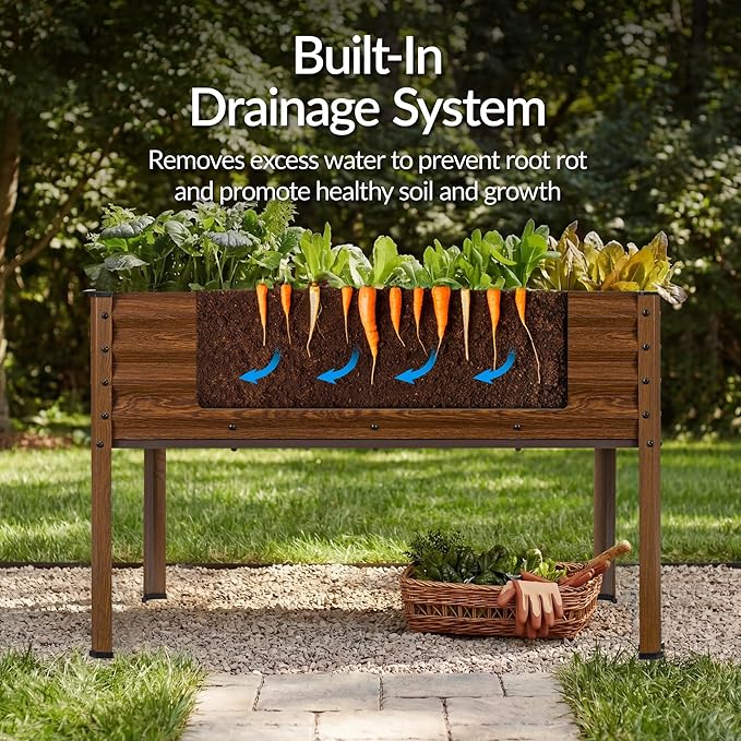 Best Choice Products 48x24x30in Galvanized Raised Garden Bed, Metal Elevated Planter Box, Vegetable Garden for Backyard, Patio, Balcony, 100% Non Toxic Materials - Wood Grain