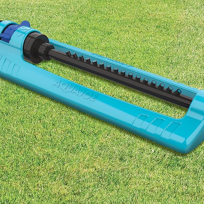 Aqua Joe SJI-OMS16 Indestructible Oscillating Sprinkler with Adjustable Spray and Metal Base, 3600 Sq. Ft. Coverage Max, 70-Foot Distance, and 37.8-Foot Width