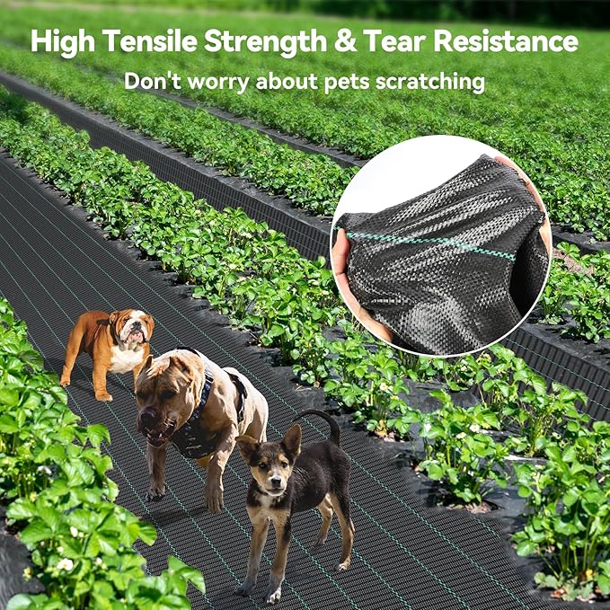 6ftx300ft Landscape Fabric 3.2oz Weed Barrier Fabric, Woven Weed Barrier Fabric Heavy Duty, Weed Control Cloth Geotextile for Underlayment, Gardening, Commercial Driveway Weed Block Cover Mat